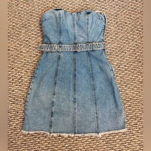 Steve Madden Light Blue Denim Strapless Mini Dress